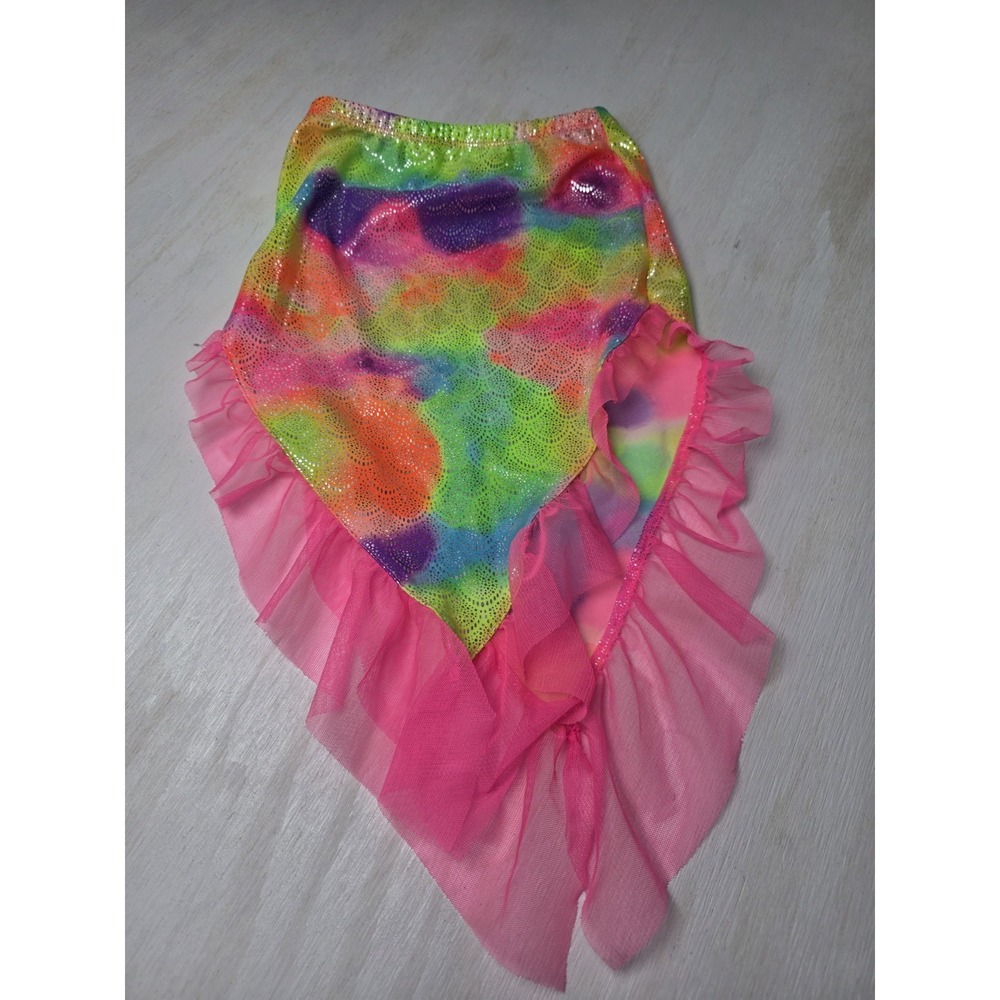 Rainbow Colorful Scallop Foil V shape Mermaid Skirt 5/6